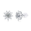wholesale [925 Sterling Silver] Personality Sunflower Earrings with Moissanite, European and American Best-Selling Women's Pure Silver High-End Luxury Ear Studs-0-1