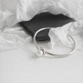 wholesale S925 Sterling Silver ST161 Korean Style Ins Minimalist Pearl Beaded Open Bangle Bracelet for Women-0-1