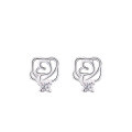 wholesale 925 Pure Silver Rose Earrings Women's Vintage French Style Minimalist Designer Ins Earrings-0-0