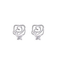 wholesale 925 Pure Silver Rose Earrings Women's Vintage French Style Minimalist Designer Ins Earrings-Silver S999 sterling silver (stamped S999)