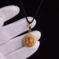 wholesale Metal Antique Gold Plated Sand Enamel Zhajilamu Pendant Necklace Sweater Chain Pendant DIY Accessory Collarbone Chain-One pendant (without cord)