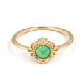wholesale S925 Silver Plated 14K Gold Green Agate Ring, Chinese Retro Style, Direct from Dunli Jewelry Manufacturer for Wholesale-0-4