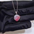 wholesale 925 Silver Trendy Pink Zircon Lava Design Melting Heart Necklace Ins Barbie Pink Collarbone Chain-0-0
