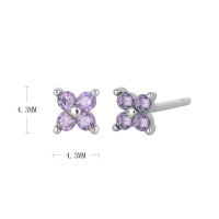 wholesale 925 Sterling Silver Zircon Flower Star Stud Earrings for women-925 silver platinum-purple 925 silver