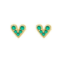 wholesale S925 Sterling Silver Women's Heart Earrings With Colorful Zircon,。-E4246-Green Zirconium 925 Silver