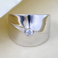 wholesale S925 Silver Edition 3mm Zircon High-End Wide Band Ring for Women, Fashionable and Luxurious-0-1