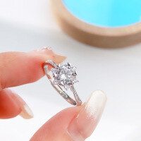 wholesale S925 Sterling Silver Snowflake Ring for Women, Ins Style, Light Luxury, High-End Feel, Openable Simulation Engagement Diamond Ring, Qixi Festival Gift-Sparkling Snowflake Diamond Ring/approx. 2.8g JZ016004