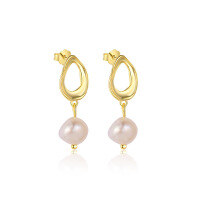 wholesale S925 Sterling Silver Minimalist Geometric Rose Earring Set for Women-E4794-Gold/Pair 925 Silver