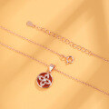 wholesale Sterling Silver Minimalist Four-Leaf Flower Pendant Red Resin Drop Necklace Women's Collarbone Chain Wholesale-0-3