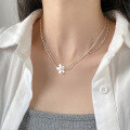 wholesale S925 Silver Fresh and Sweet Ins Style Small and Exquisite Design Delicate Double-Layer Five-Petal Flower Necklace Y02150-0-0