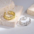 wholesale Metal material, ins-style ring, Korean fashion, design sense, niche, minimalist, trendy chain, adjustable opening ring-0-2