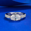 wholesale S925 Sterling Silver White Warrior 2-carat Oval 6*9mm Pigeon Egg-shaped Fashion Commuter Ring-0-0