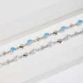 wholesale 925 Sterling Silver Ocean Heart Bracelet for Women, Pure Silver Love White and Blue Zircon Bead Bracelet, Small Batch Designed Hand Accessory-0-3