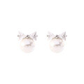 925 Sterling Silver French Bow Pearl Earrings, Elegant and Versatile-0-3
