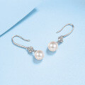 wholesale S925 Silver 5A Freshwater Flawless Pearl Earrings for Women with Moissanite, Fashionable Korean Style Elegant Earrings, Simple and Popular-0-2