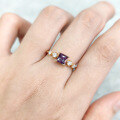 wholesale S925 Sterling Silver Gold-Plated Lab Color-Changing Sapphire Cross-Border Square Sapphire Ring-0-4