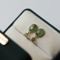 wholesale S925 Silver Inlaid Natural Hetian Jade Jasper Ear Studs, New Chinese Minimalist Style, Live Streaming Hit, Wholesale from Manufacturers-0-2