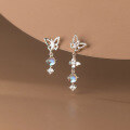wholesale S925 Sterling Silver AB Style Butterfly Earrings, Small Fresh Design Women's Earrings M02831-0-0