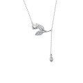 wholesale S925 sterling silver moissanite pendant necklace for women, new fashion leaf collarbone chain, elegant and luxurious set-0-4