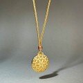 wholesale Metal Material: Vintage Gold-Plated New Chinese-style ancient method sand gold "Fu" pendant,, from an old gold shop, with an adjustable cord sweater chain necklace-0-2