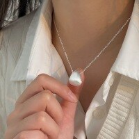 wholesale S925 Sterling Silver Oval Brushed Pendant Necklace Women Korean Version New Small Luxury Versatile Choker-Sterling silver