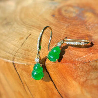 wholesale S925 Sterling Silver Red Elk All-Over Body Natural Chalcedony Gourd Earrings, Chinese Classical Elegance Jade Hook Drop Earrings for Women, Versatile-BE0095-Gold 925 Silver