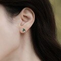wholesale S925 Sterling Silver Cross-Border Thermally Harvested Geometric Moss Agate Statement Earrings for Women,-0-4