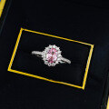 wholesale S925 silver jewelry pink lover 5*7mm oval egg-shaped padparadscha-colored pigeon egg ring-0-2