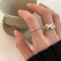 wholesale S925 Sterling Silver Playful Drip-Glaze Candy-Colored Irregular Ring for Women, Korean Fashion Statement Index Finger Ring-0-2