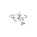 wholesale S925 Sterling Silver Korean Version Minimalist Star Single Diamond Ring, Small Fresh Women's Four-Pointed Star Index Finger Ring R00319-0-4