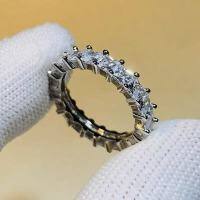 wholesale S925 Silver Jewelry Floral-Cut Pagoda Full Circle Diamond Row Ring for Women, 3mm High-Carbon Diamond Simulated Ring Band-3mm Carved Stone No. 8