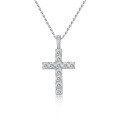 wholesale S925 Sterling Silver European and American Cross Pendant Moissanite Men's Unisex Trendy Classic Necklace-0-4
