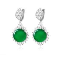 wholesale 925 Sterling Gold Plated Earrings with High Carbon Diamonds and Natural Chalcedony, Yang Mi Same Style Accessories, New Chinese-style Jewelry, Women's Earrings-Natural chalcedony 925 silver