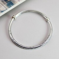 wholesale Aged 999 Silver Bow English Letter Blessing Bracelet for Women, Pure Silver, Vintage, Cute and Sweet Student Style Bangle-One bracelet (1000092) Pure silver
