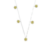 wholesale Metal: S925 Sterling Silver Cross-Border Classic Six-Prong Moissanite Necklace for Women, Daily Korean Minimalist Design Personalized Collarbone Chain Wholesale-2.5 carat yellow moissanite necklace  925 silver