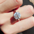 wholesale S925 Sterling Silver 10mm White Ice Flower Cut Diamond-Look Wedding Ring for Women Classic Band-0-2