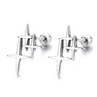 wholesale S925 Sterling Silver Minimalist Cross Star Stud Earrings, Simple Ins Style, Small and Dainty, Hong Kong Style, Niche Design, Elegant Women's Earrings-033FR/approx. 1.03g/pair 925 silver