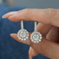 925 Sterling Silver Hip Hop American Style Unisex Moissanite D Color Round Hoop Earrings-0-2