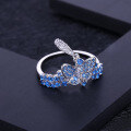 wholesale S925 Silver Designer Colored Gemstone Ring, High-End Elegant and Unique Luxury Set Swiss Blue Ring-0-1