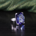 wholesale S925 silver 17-carat extra large crystal gemstone ring, luxurious and unique, set with colored crystals-0-4