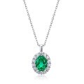 wholesale S925 Sterling Silver New European-Style Lab-Created Emerald Pendant Necklace for Women Wholesale Customization-0-5
