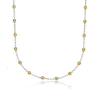 wholesale 925 Sterling Silver Bead Accent Cable Chain Necklace, Cross-Border Ins Light Luxury Advanced Sense Collarbone Chain-Two-tone necklace
