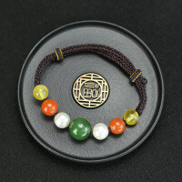 wholesale Metal material first, handmade DIY single-strand 8mm beads bracelet for women with natural Hetian jade, pearl, beeswax, and southern red agate multi-gem bracelet-About 12mm Jasper + 8mm Pearl/Beeswax/South Red Agate Pure Natural