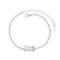 wholesale S925 Sterling Silver Korean-style Creative and Cute Bow Pink Zircon Accented Sweetheart Bracelet-0-4