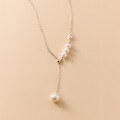 wholesale S925 Sterling Silver French Beaded Tassel Necklace Ins Minimalist Niche Design Light Luxury Adjustable Collarbone Chain D907-0-1