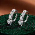 925 Sterling Silver D Color Moissanite Straight Row Unisex Earrings Hip Hop American Style Cross-Border Supply-0-4