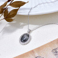 wholesale S925 Sterling Silver Pendant with Black Rutilated Quartz, Transparent and Mysterious High-End Accessory for Women, Wholesale Jewelry, Necklace Component-0-2