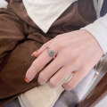 wholesale S925 Sterling Silver Retro Daisy Leaf Open Ring Korean Version Minimalist Fresh Design Sense Ring-0-0
