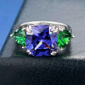 wholesale S925 silver jewelry new radiant cut 10*10 tanzanite ring women-0-3