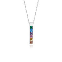 wholesale 925 Sterling Silver With Zircon Rainbow Necklace, Women's, Cross-border Trendy Accessory-A2631-White Gold 925 Silver